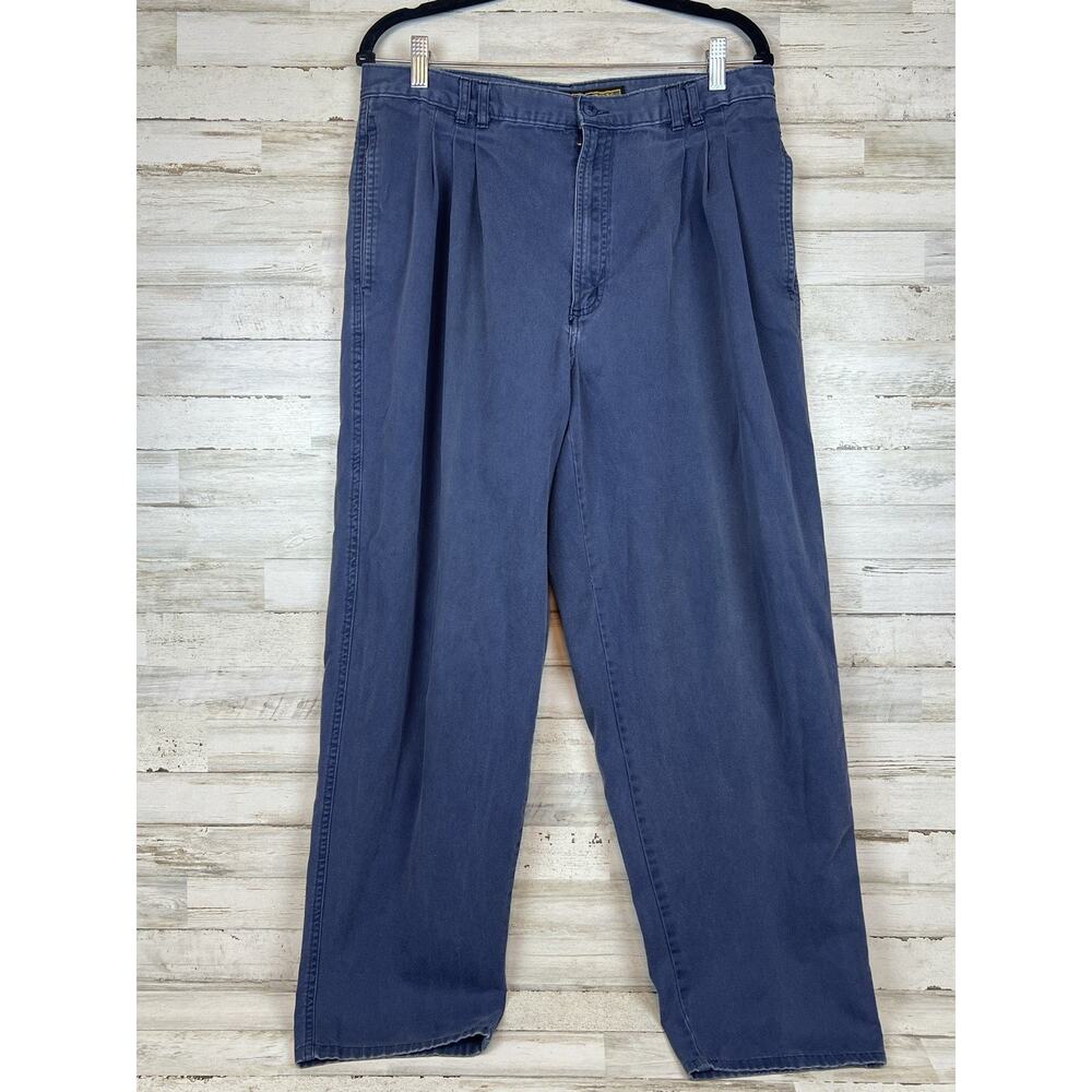 Vintage Bugle Boy Pleated Trousers Faded Blue Baggy Dad Pants 90s Y2K 36x29